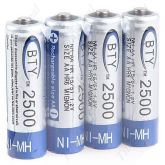 4 peças 1.2v 2500mAh AA Bateria Recarregável