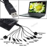 Cabo (22cm) com 10 adaptadores para Telemóveis PDA PSP MP3