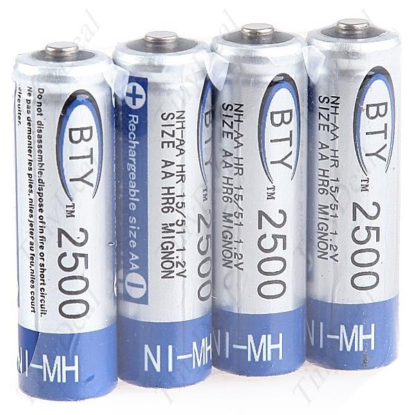 4 peças 1.2v 2500mAh AA Bateria Recarregável